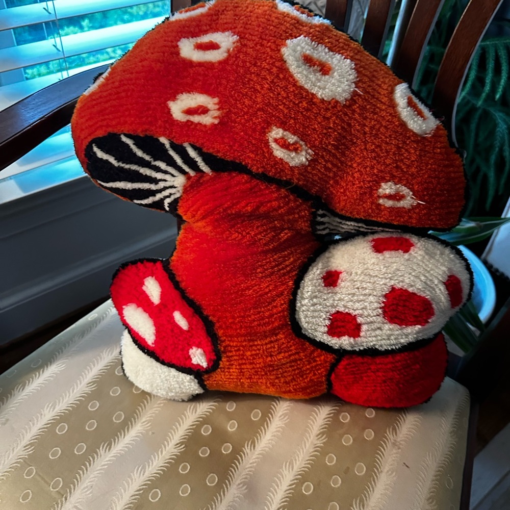 Red and White Mushroom Plush Pillow
